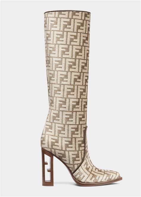 fendi knee boots|Fendi vitello jacquard knee boots.